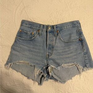 Levi's Light Blue Distressed Denim Cutoff Shorts